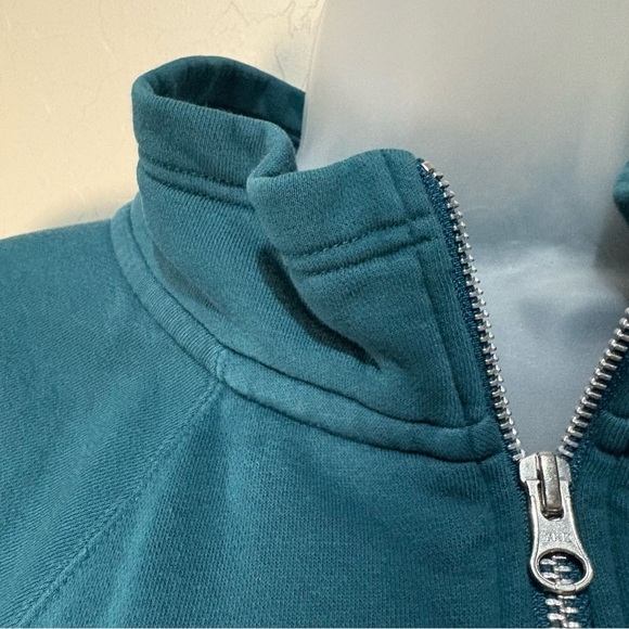 Nike Teal Just Do It Cropped Half Zip Sweatshirt - Picture 4 of 9